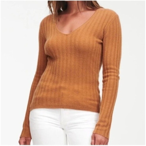 naadam women's sweater size XS long sleeve knit cashmere camel brown - Picture 7 of 8